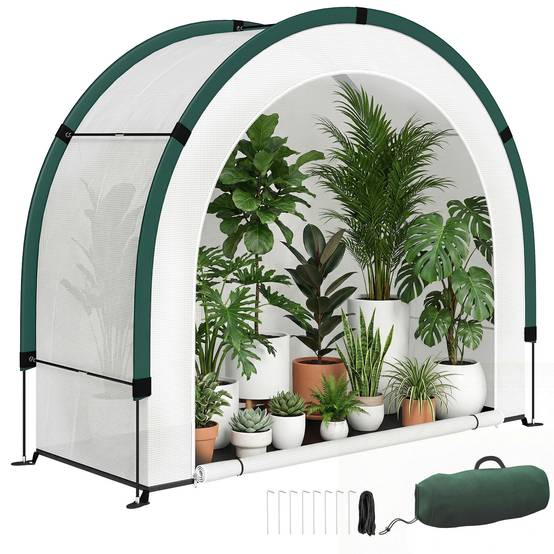 Serre de jardin pliable en PE et fibre de verre vert 200 x 80 x 164 cm - PANGIVO - Image 1