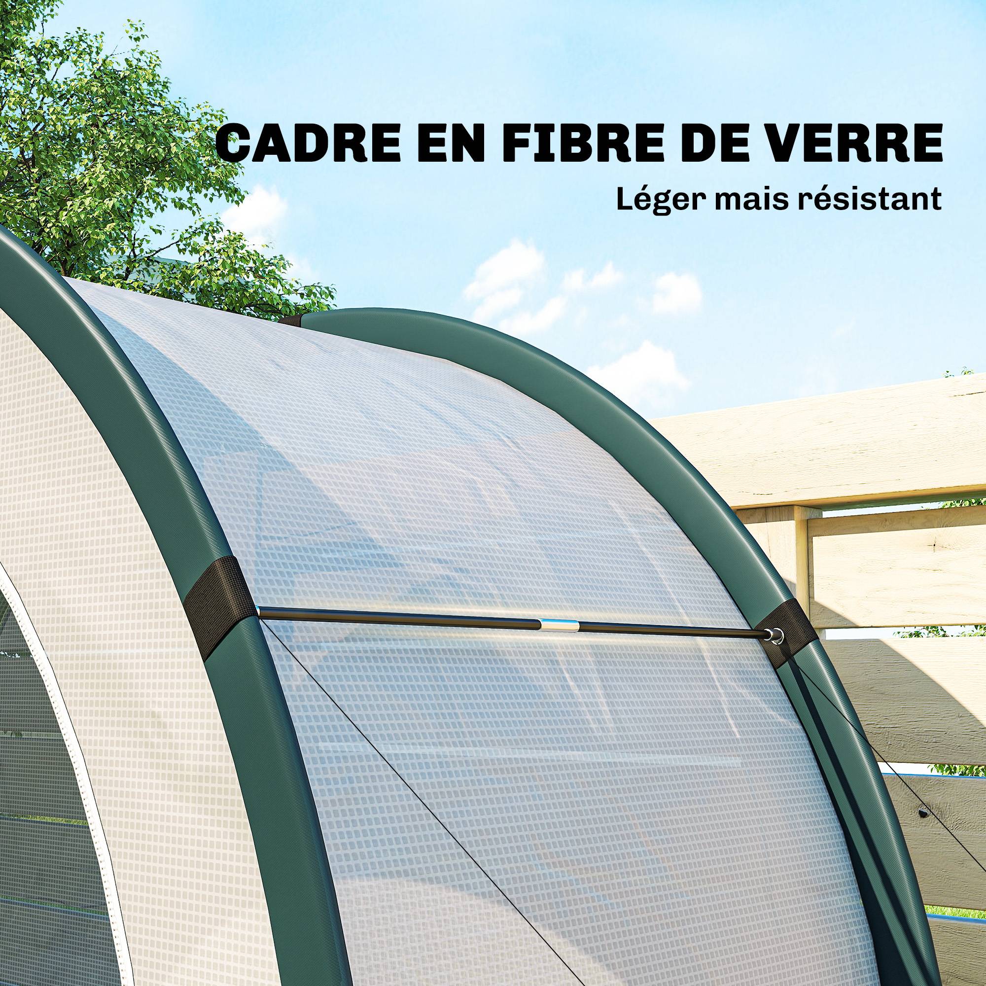 Serre de jardin pliable en PE et fibre de verre vert 200 x 80 x 164 cm - PANGIVO - Image 9
