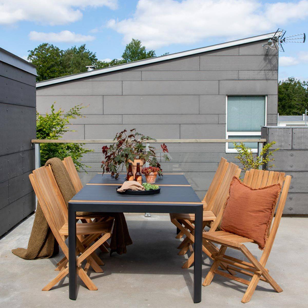 Paris Prix - Table de Jardin en Teck "Togo" 200cm Noir - Image 7
