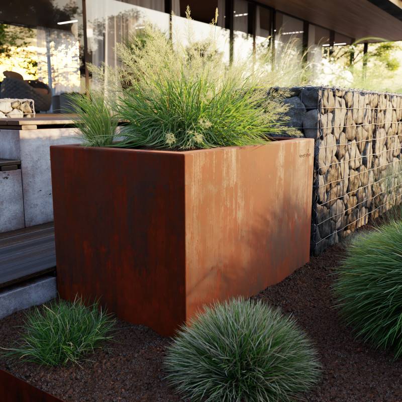 Forest Style - Bac à fleurs carré en acier corten 93L - Image 2