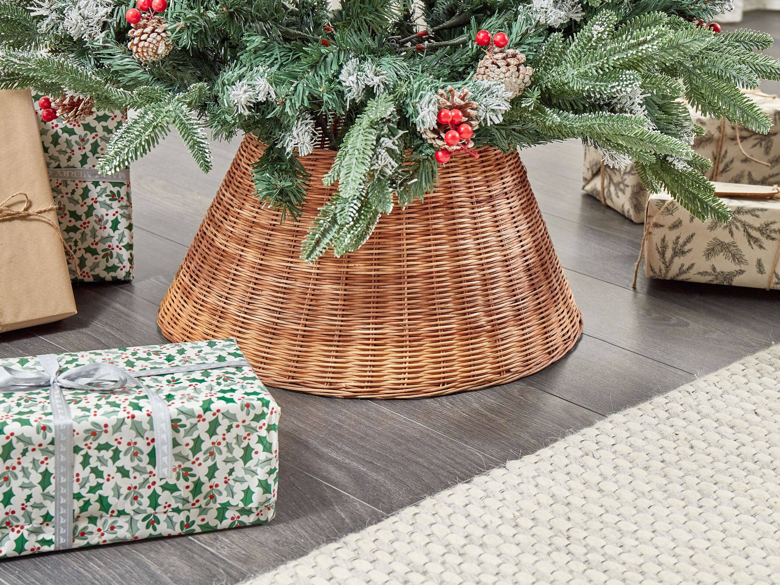 Beliani - Base Décorative pour Pied de Sapin de Noël en Rotin Marron 50 x 26 cm Chant Accessoire de Fête Fait Main pour Intérieur - Imagen 2