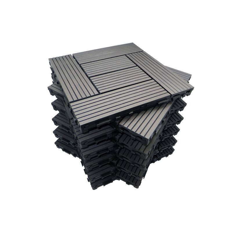 Pack dalle de terrasse 1m² bois composite classic (11 pièces 30 x 30 cm ) - Coloris - Gris carbone, Largeur - 30 cm, Longueur - 30 cm - Image 1