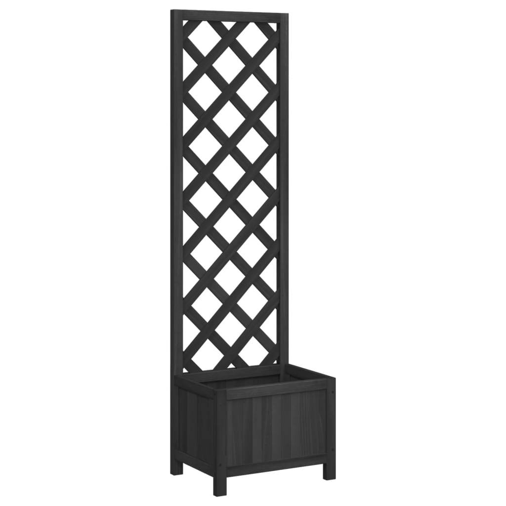 Jardinière avec treillis bois de sapin noir 40 x 30 x 135 cm - PANGIVO - Image 2