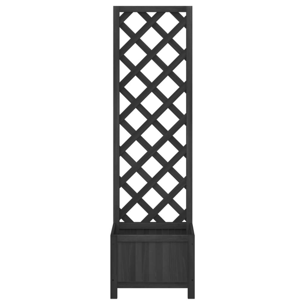 Jardinière avec treillis bois de sapin noir 40 x 30 x 135 cm - PANGIVO - Image 4