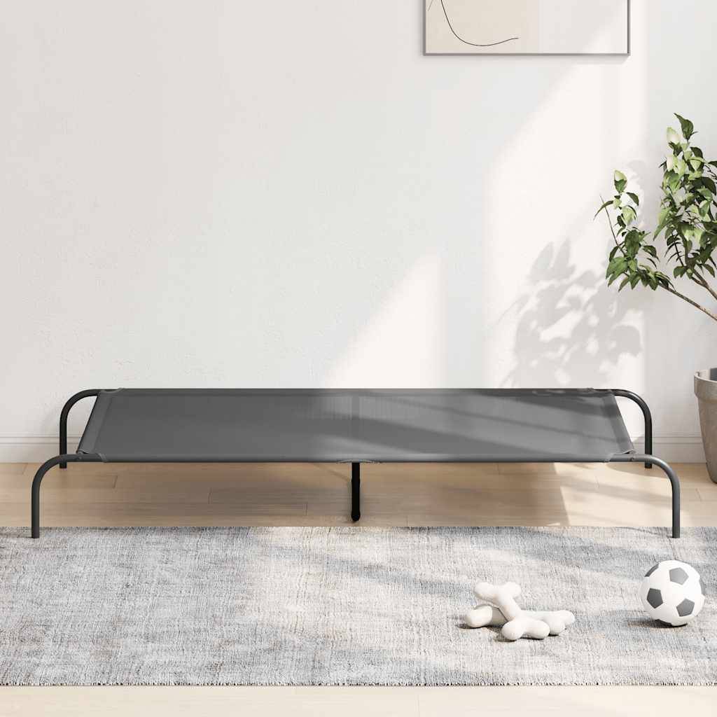 Lit surélevé pour chien textilène et acier gris 150 x 90 x 20 cm - PANGIVO - Image 1
