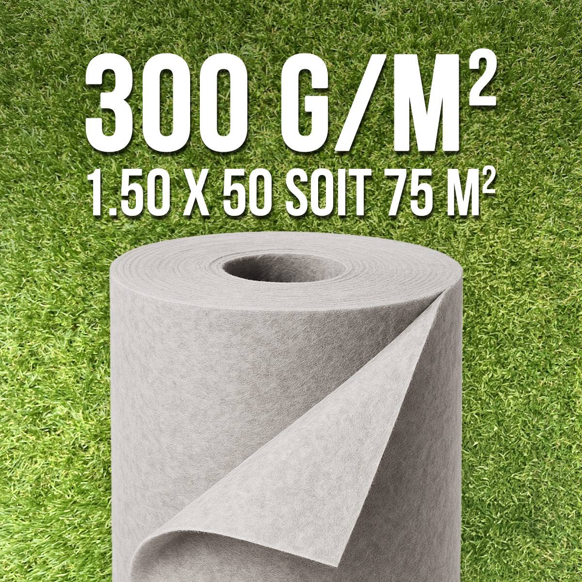 AGCO - Rouleau de Geotextile 300grs 1.5Mx50ML soit 75M2 MP - Image 1