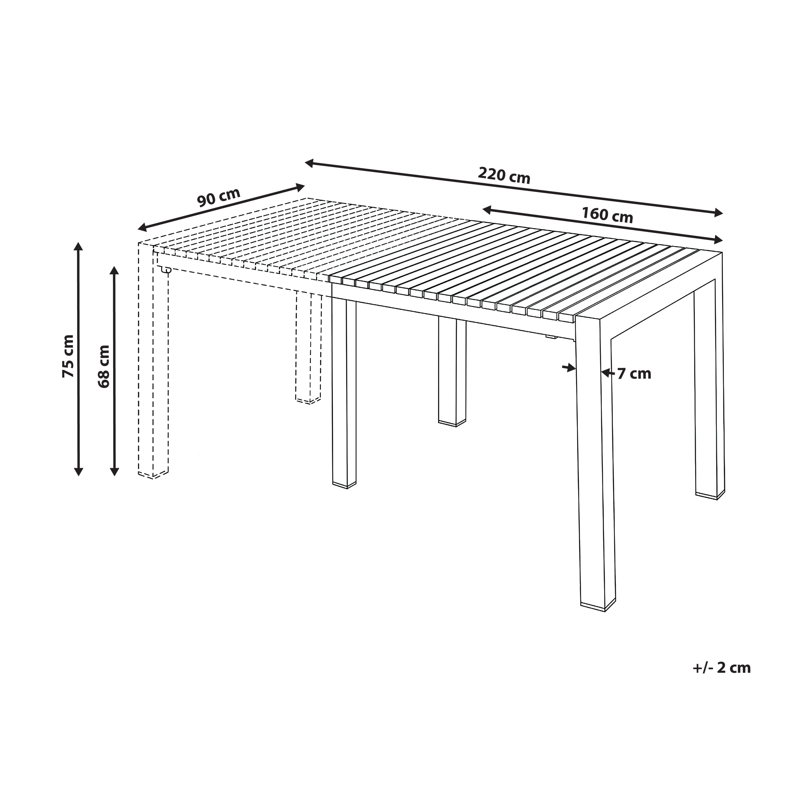 Beliani - Table de repas, 8 Personnes Aluminium Gris foncé ARDESIO - 90x220x75- Beliani - Image 3