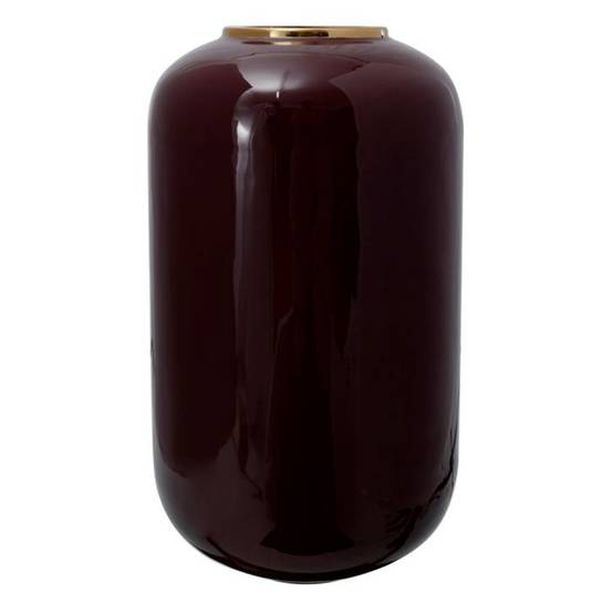 Vase Rond Déco "Somyu" 48cm Bordeaux & Or - Image 1