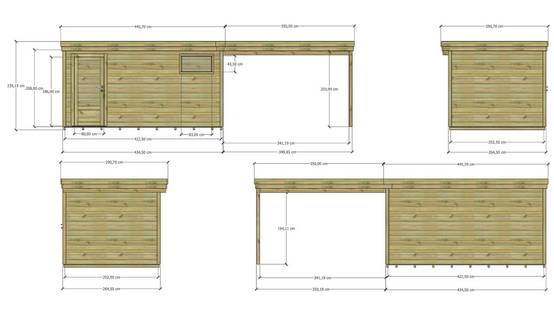 Abri Français - ABRI DE JARDIN bois Pin traité autoclave 27mm - 7,84x2,64m / 21m2 - Bac acier - Plancher bois - Image 4