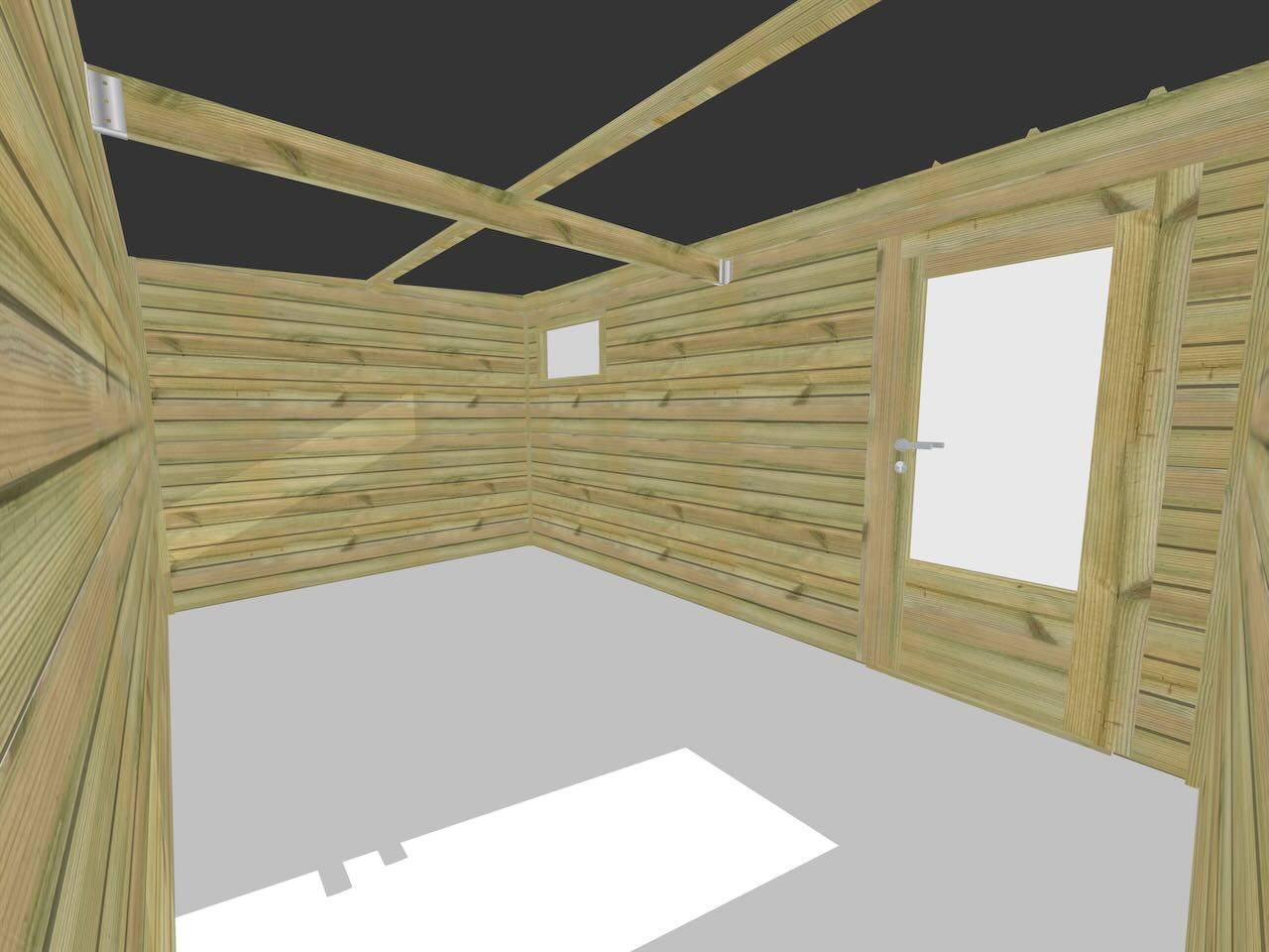 Abri Français - ABRI DE JARDIN bois Pin traité autoclave 27mm - 7,84x2,64m / 21m2 - Bac acier - Plancher bois - Image 5