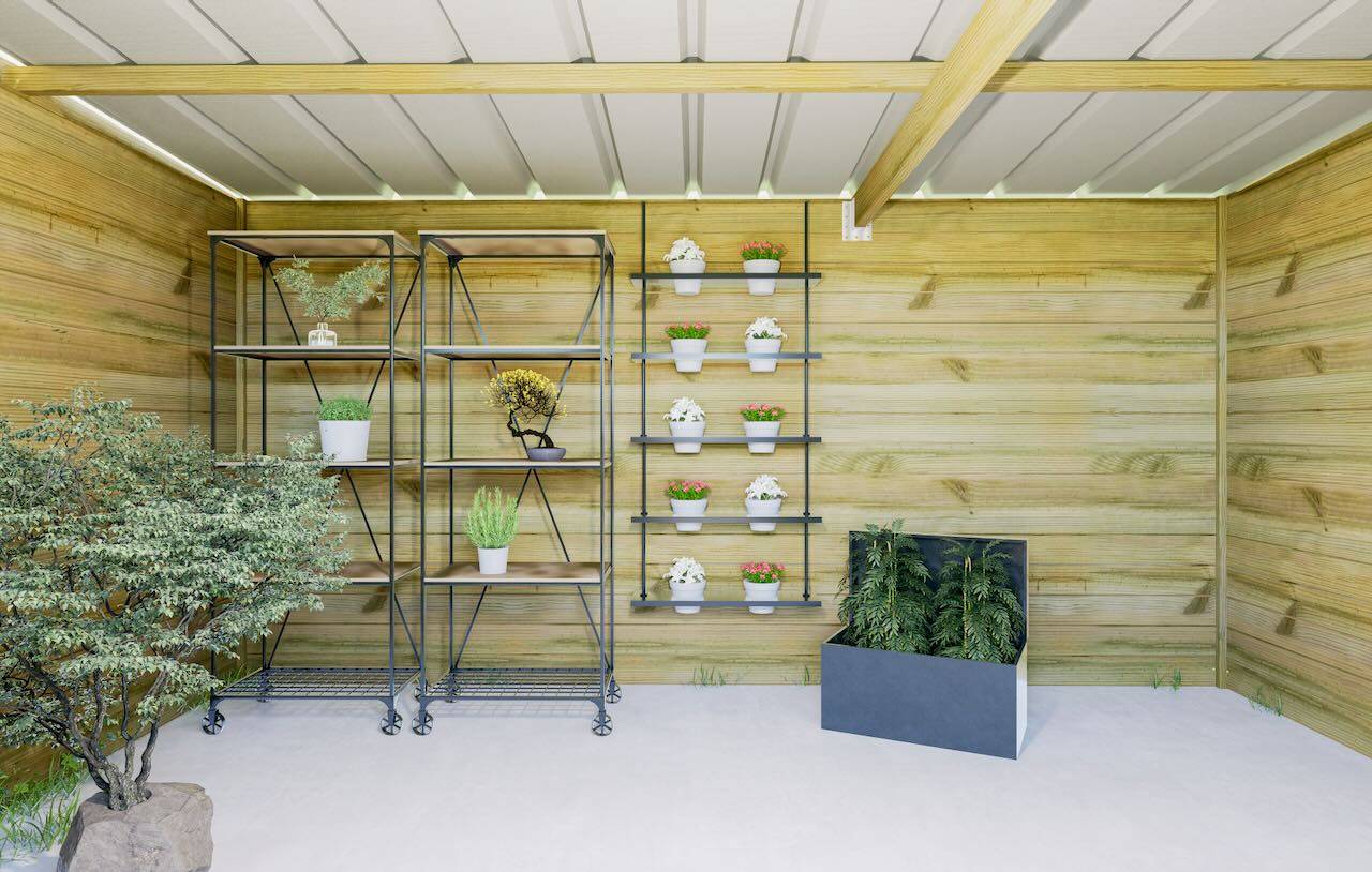 Abri Français - ABRI DE JARDIN bois Pin traité autoclave 27mm - 7,84x2,64m / 21m2 - Bac acier - Plancher bois - Image 3
