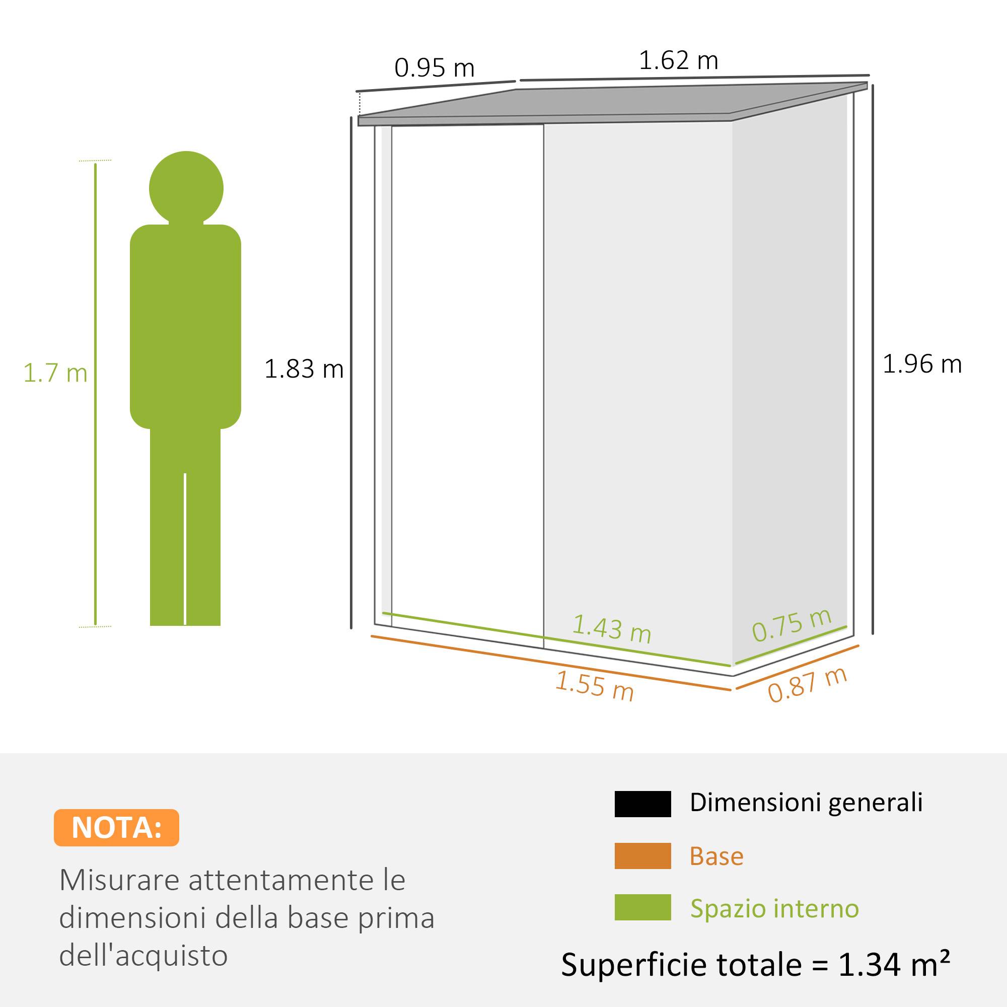 Armoire de jardin métal rangement outillage extérieur toit incliné 161x94x196cm vert - ComfortXL Outdoor Living - Image 5