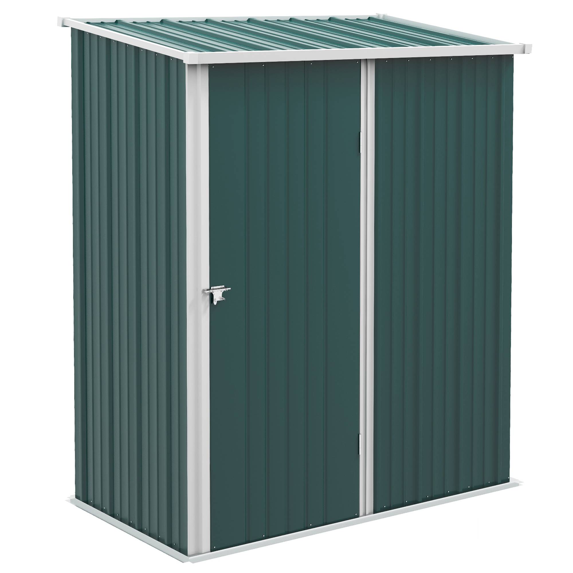 Armoire de jardin métal rangement outillage extérieur toit incliné 161x94x196cm vert - ComfortXL Outdoor Living - Image 1
