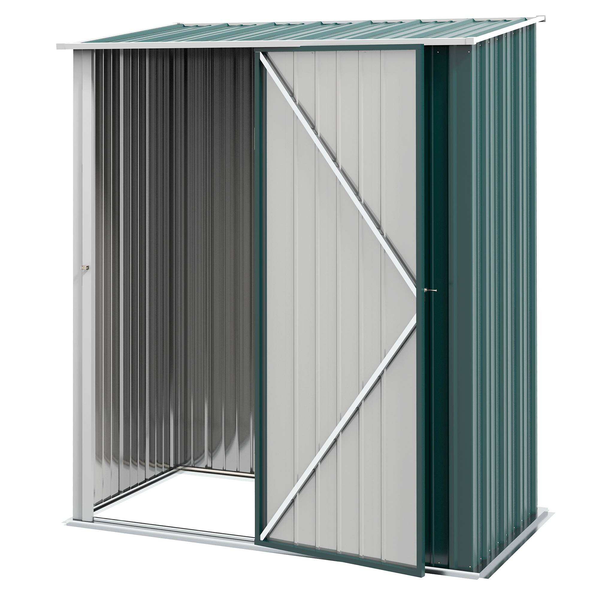 Armoire de jardin métal rangement outillage extérieur toit incliné 161x94x196cm vert - ComfortXL Outdoor Living - Image 2