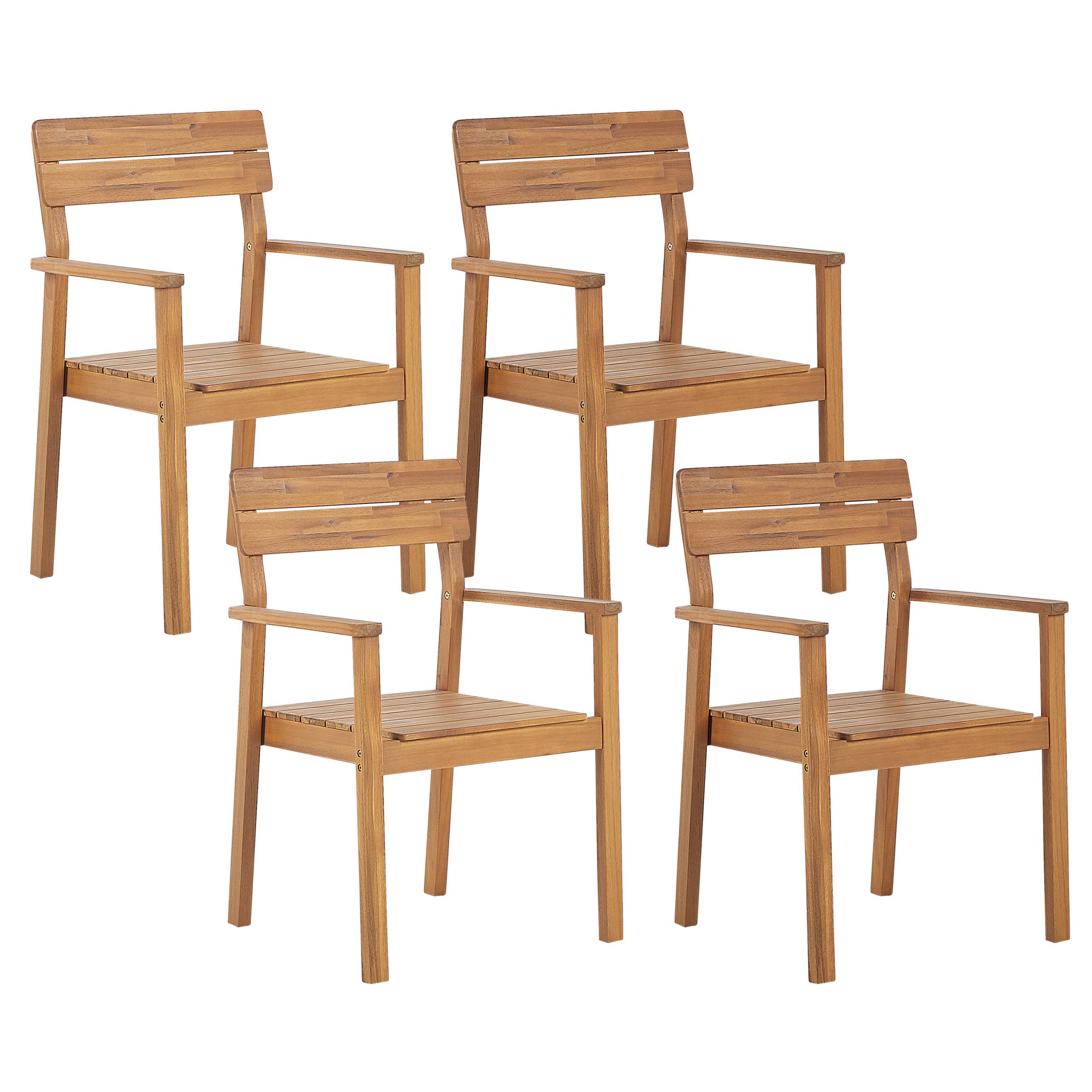 Beliani - Set de salle à manger, 4 Personnes Acacia Marron FORNELLI - Beliani - Imagen 4