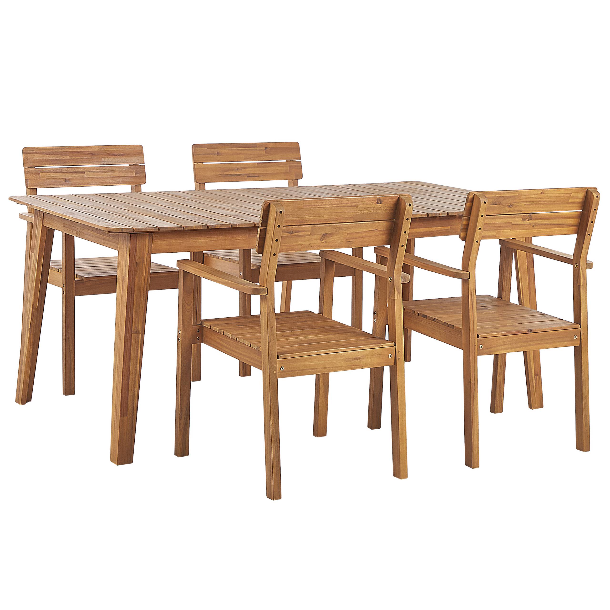 Beliani - Set de salle à manger, 4 Personnes Acacia Marron FORNELLI - Beliani - Imagen 2
