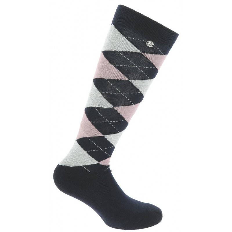 Chaussettes Equithème Argyle - Taille 39/41 - Marine Vieux Rose