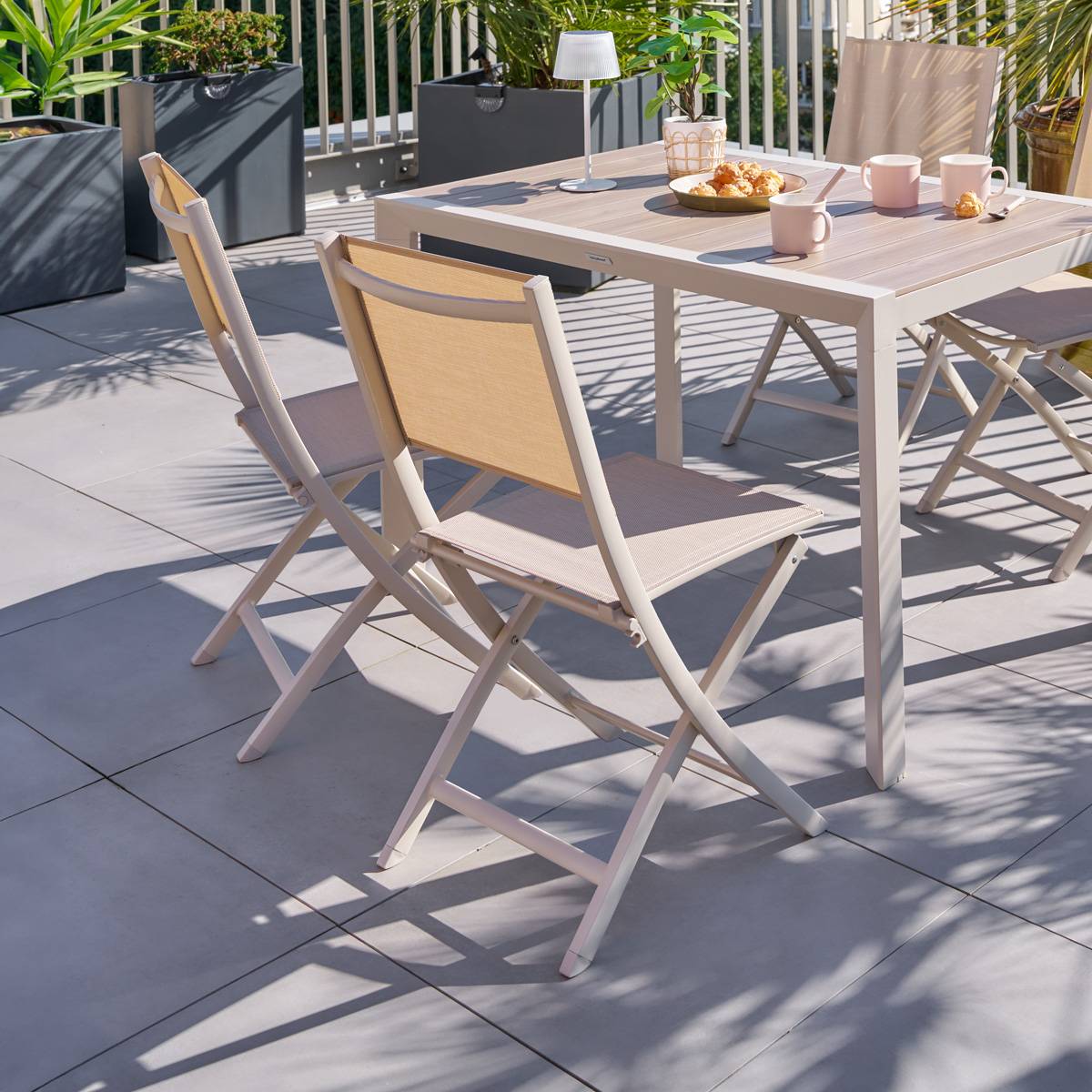 Hesperide - Lot de 4 chaises de jardin pliantes "Essentia" lin & argile - Hespéride - Imagen 5