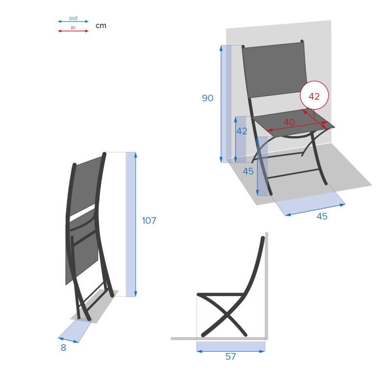 Hesperide - Lot de 4 chaises de jardin pliantes "Essentia" lin & argile - Hespéride - Imagen 4