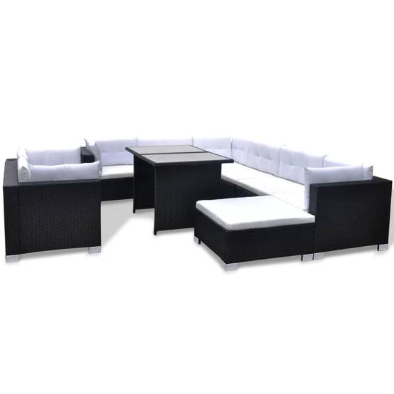 ComfortXL - Salon repas de jardin 10 pcs Résine tressée avec table haute Noir – ComfortXL Outdoor Living - Image 2