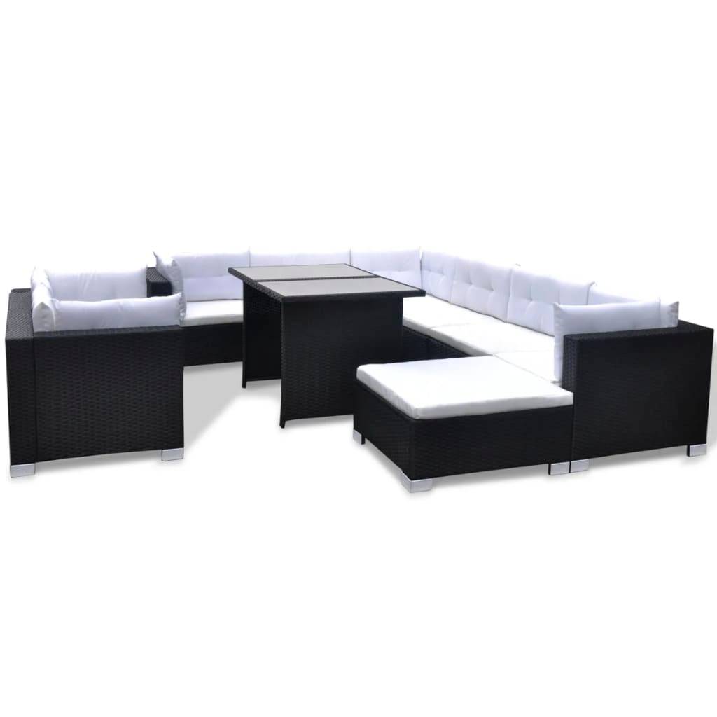 ComfortXL - Salon repas de jardin 10 pcs Résine tressée avec table haute Noir – ComfortXL Outdoor Living - Image 2