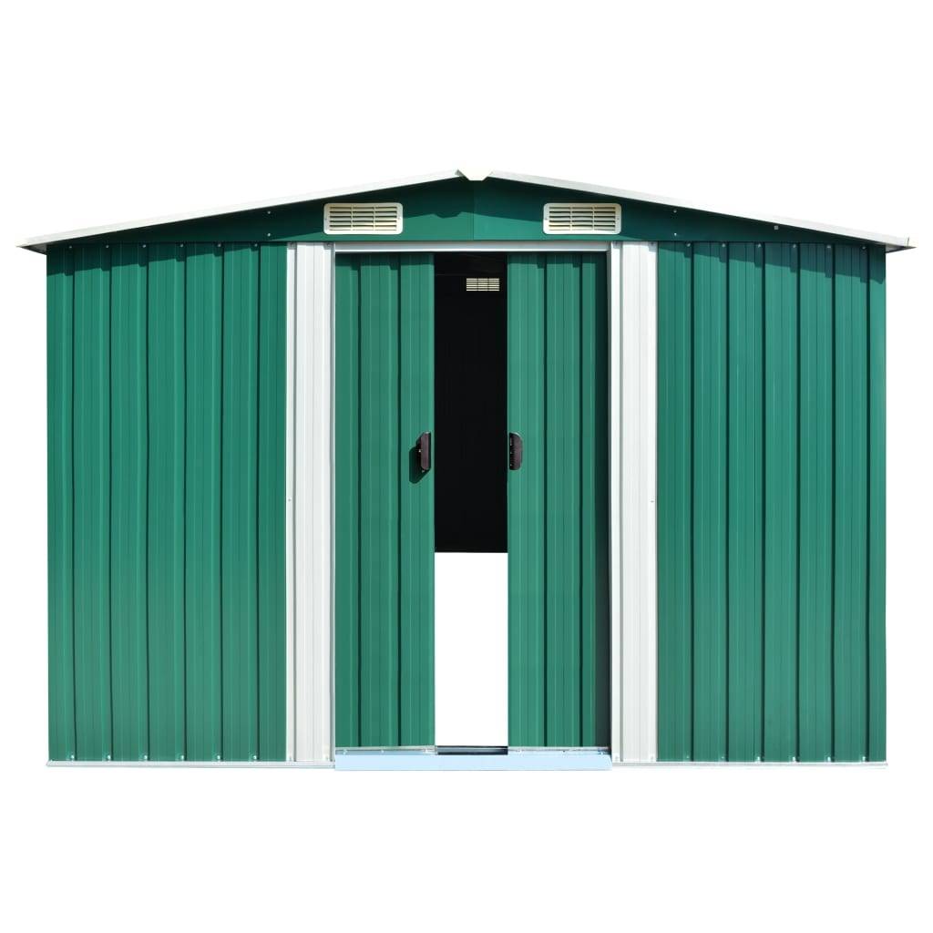 Helloshop26 - Abri de jardin cabane cabanon maison de stockage remise extérieur hangar outils robuste 257 x 990 x 181 cm acier galvanisé vert - Imagen 2