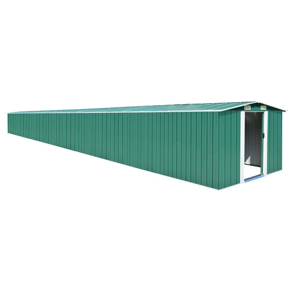 Helloshop26 - Abri de jardin cabane cabanon maison de stockage remise extérieur hangar outils robuste 257 x 990 x 181 cm acier galvanisé vert - Imagen 1