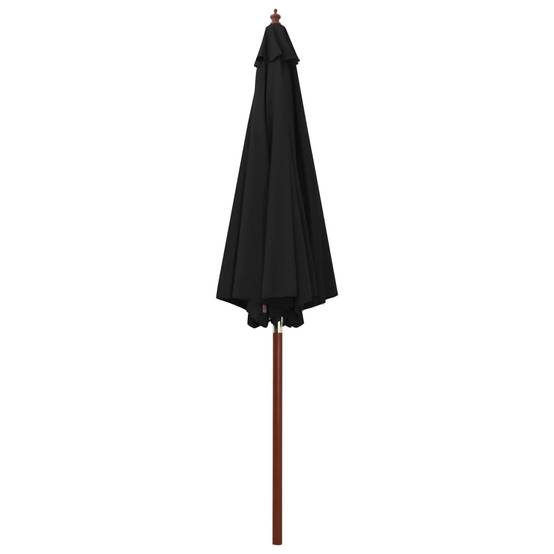 Parasol avec mât en bois 300 x 258 cm Noir - PANGIVO - Image 2