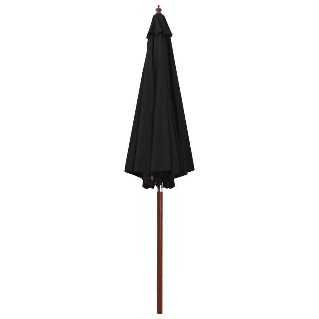 Parasol avec mât en bois 300 x 258 cm Noir - PANGIVO - Image 2