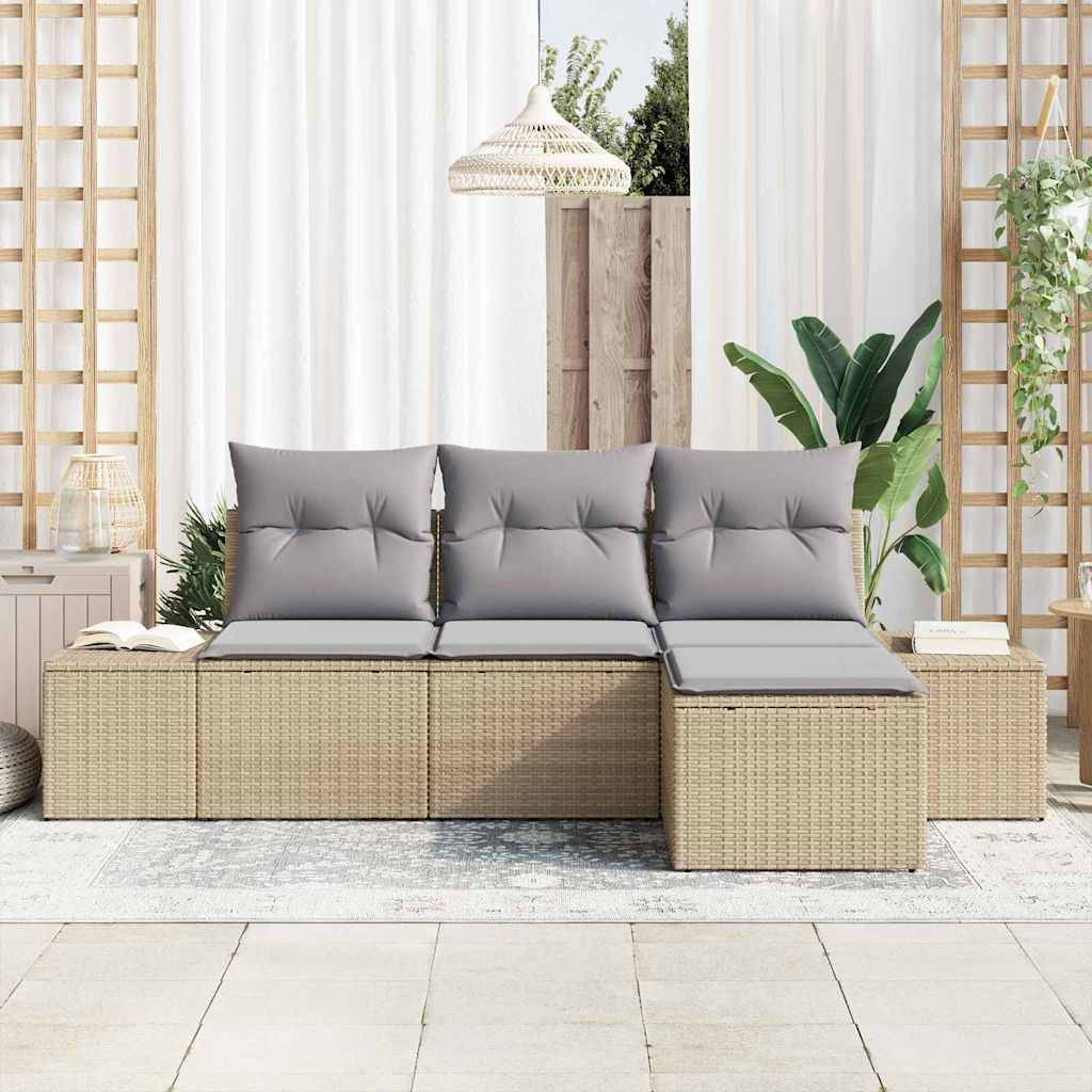 Vidaxl - Ensemble de canapé de jardin 4 pcs Beige et Gris clair vidaXL 3355679 - Image 4