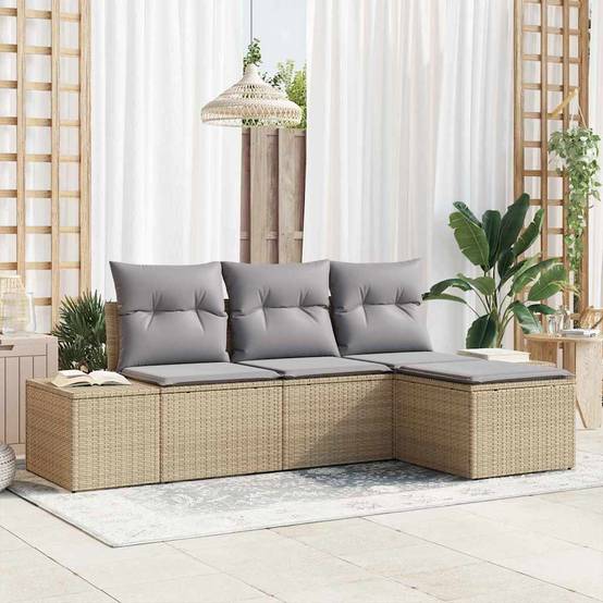 Vidaxl - Ensemble de canapé de jardin 4 pcs Beige et Gris clair vidaXL 3355679 - Image 1