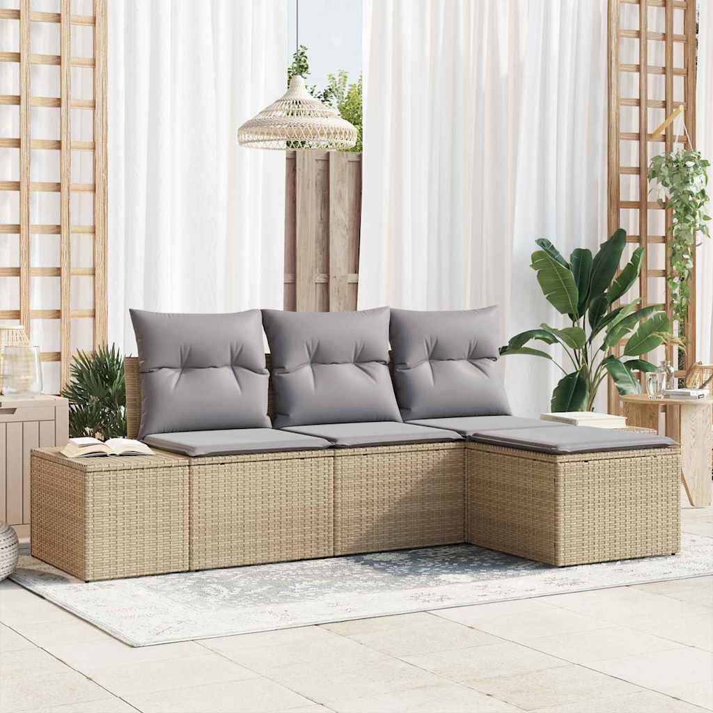 Vidaxl - Ensemble de canapé de jardin 4 pcs Beige et Gris clair vidaXL 3355679 - Image 1
