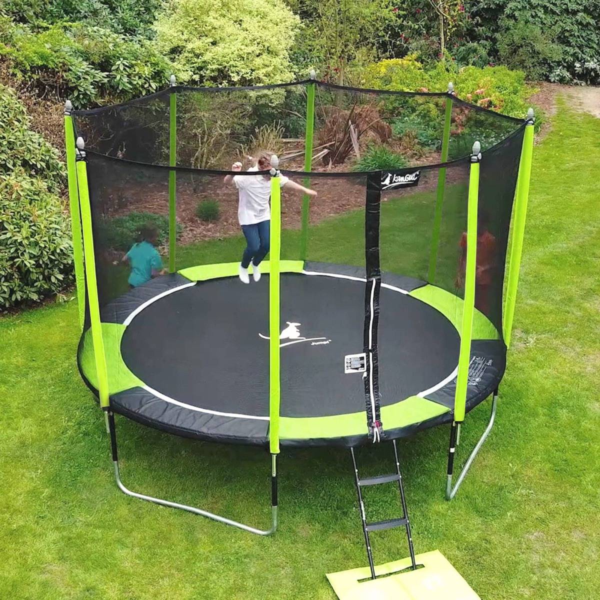 Kangui - Trampoline jardin Ø 250 cm + filet + échelle - JUMPI 250 - Noir/Vert Kangui - Imagen 5