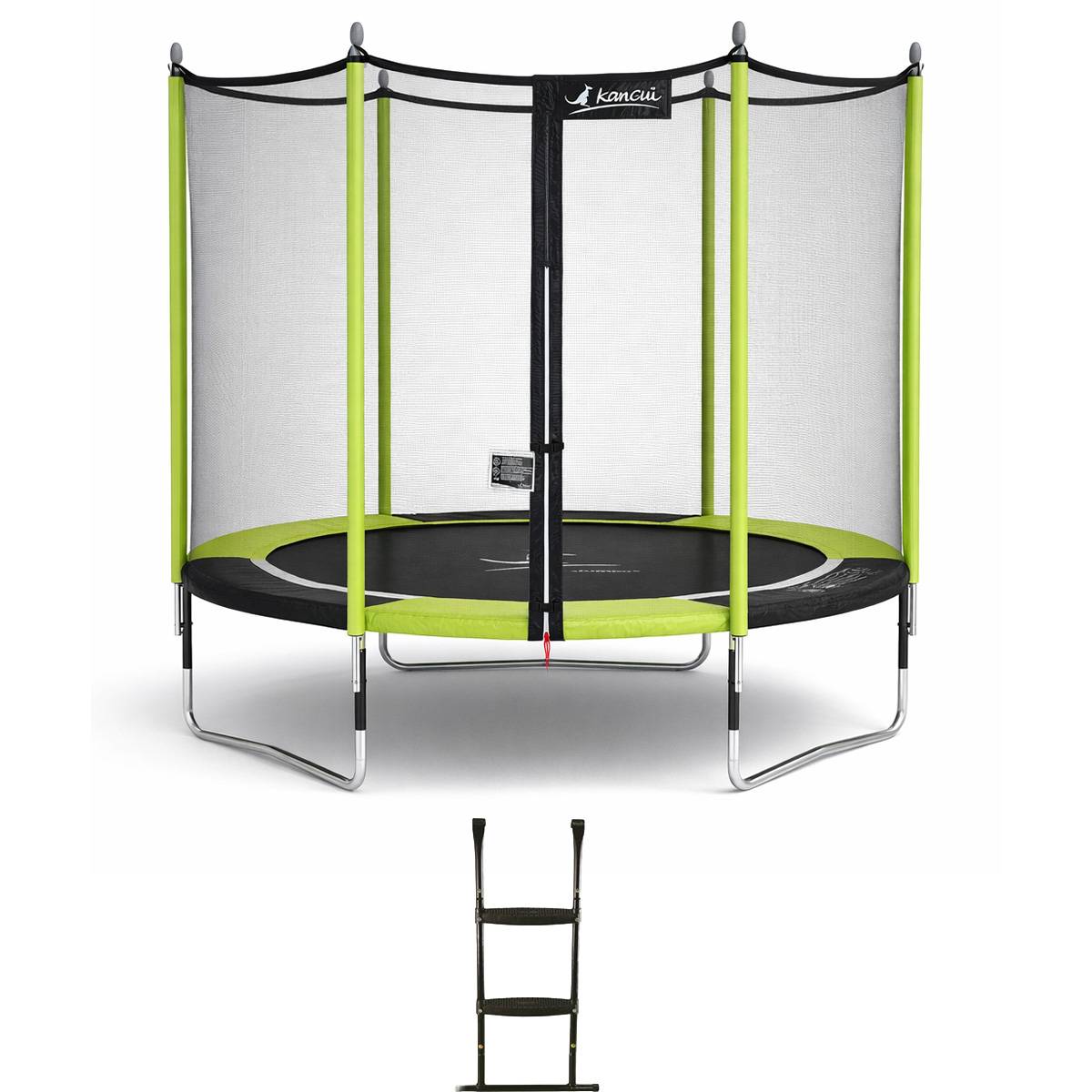Kangui - Trampoline jardin Ø 250 cm + filet + échelle - JUMPI 250 - Noir/Vert Kangui - Imagen 1