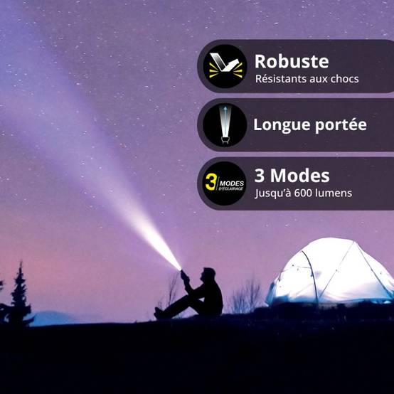 Xanlite - Lampe Torche LED Métallique, x3 Modes d'Eclairage, 600 Lumens, Piles Incluses - TO600M - Image 4