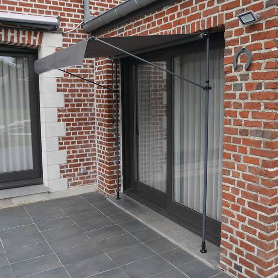 Happy Garden - Store banne pour balcon CHENE 2 × 1,2m - Toile anthracite et structure grise - HAPPY GARDEN - Imagen 5