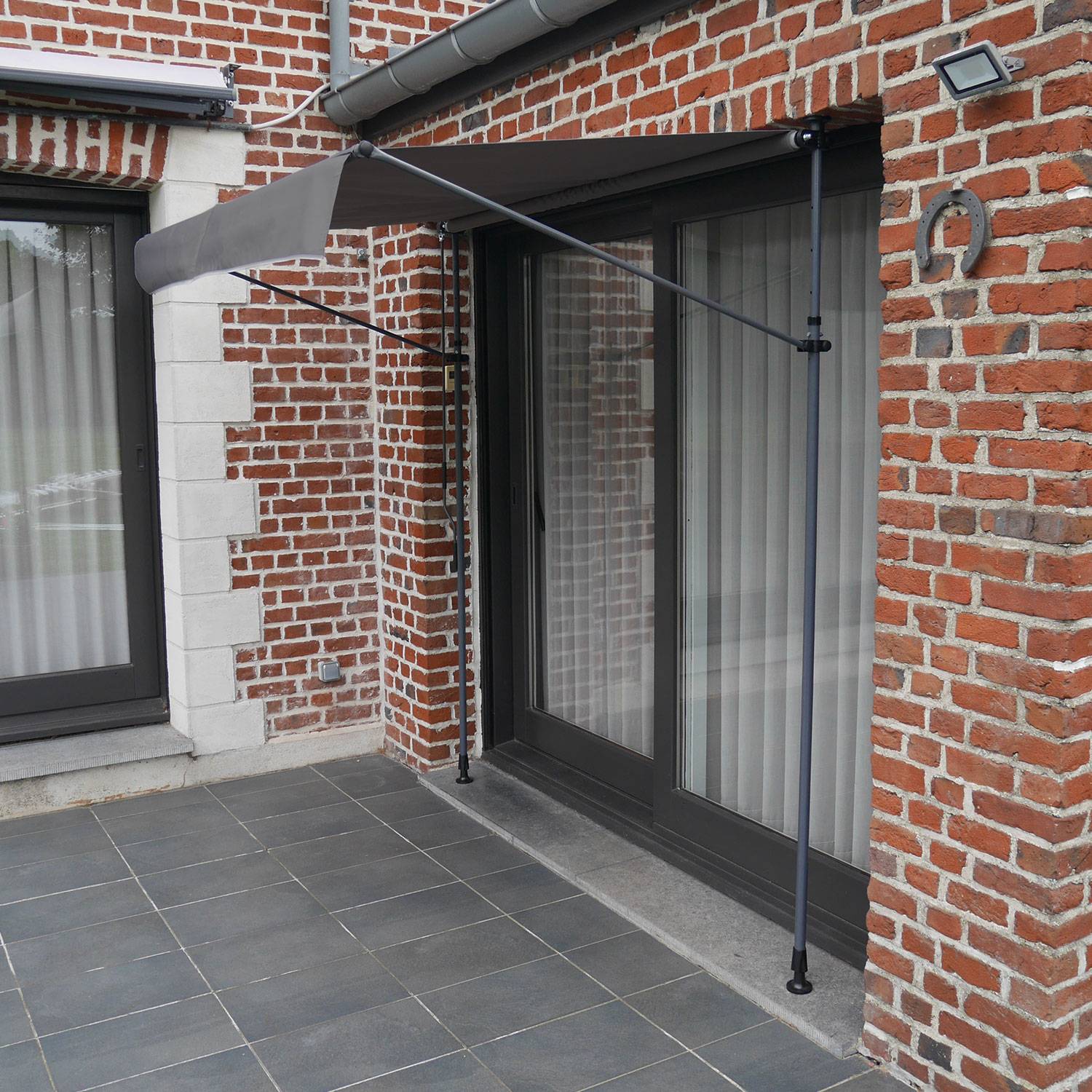 Happy Garden - Store banne pour balcon CHENE 2 × 1,2m - Toile anthracite et structure grise - HAPPY GARDEN - Imagen 5