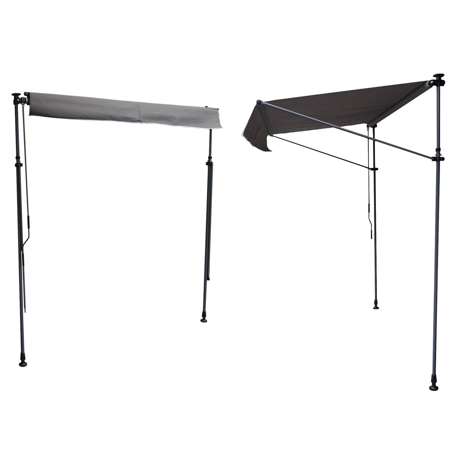 Happy Garden - Store banne pour balcon CHENE 2 × 1,2m - Toile anthracite et structure grise - HAPPY GARDEN - Imagen 2