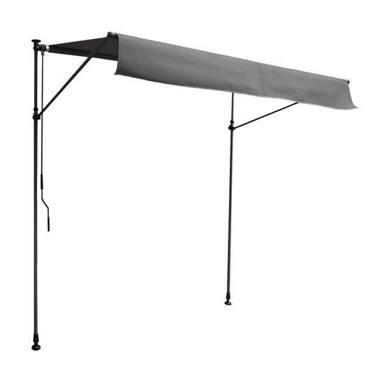 Happy Garden - Store banne pour balcon CHENE 2 × 1,2m - Toile anthracite et structure grise - HAPPY GARDEN - Imagen 1