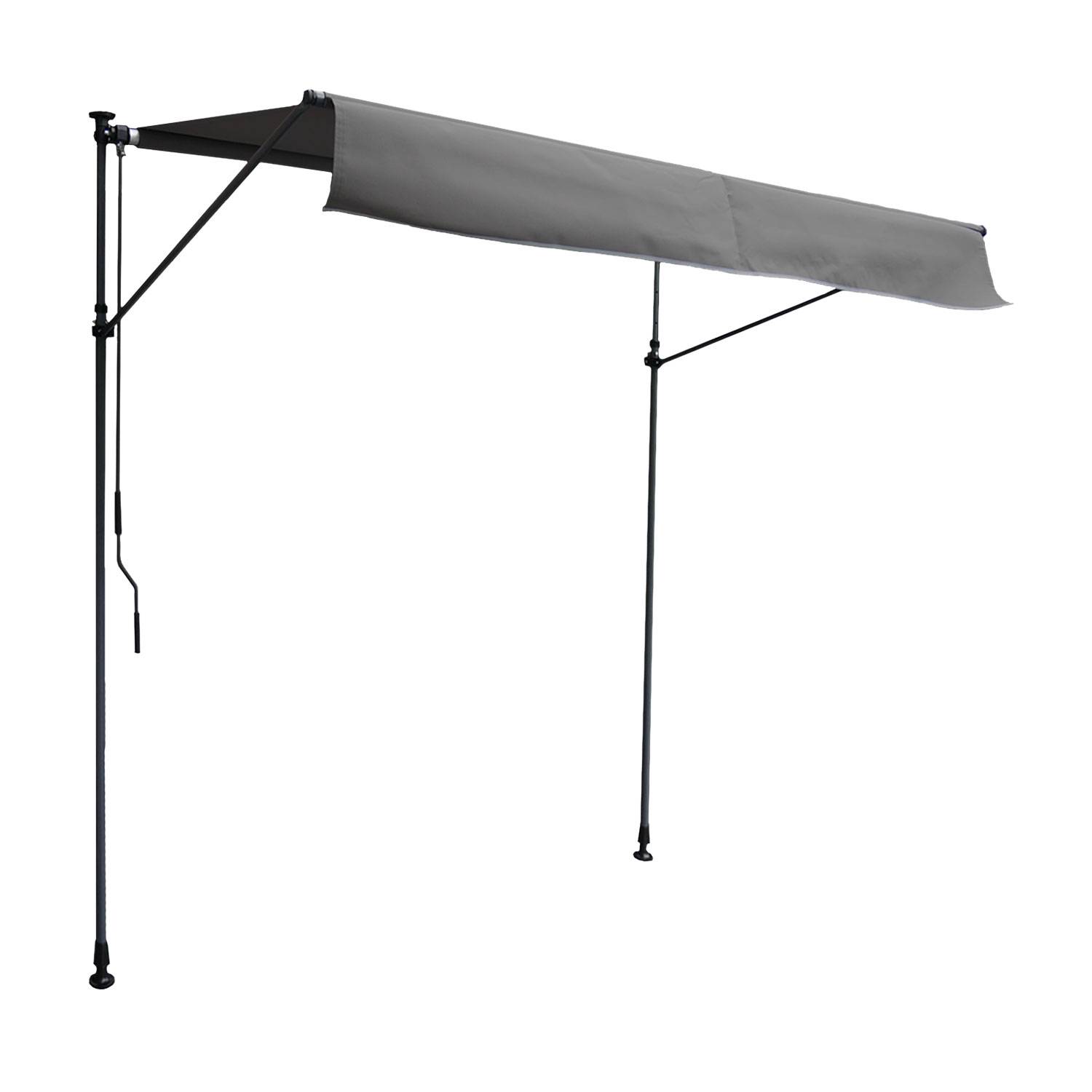 Happy Garden - Store banne pour balcon CHENE 2 × 1,2m - Toile anthracite et structure grise - HAPPY GARDEN - Imagen 1