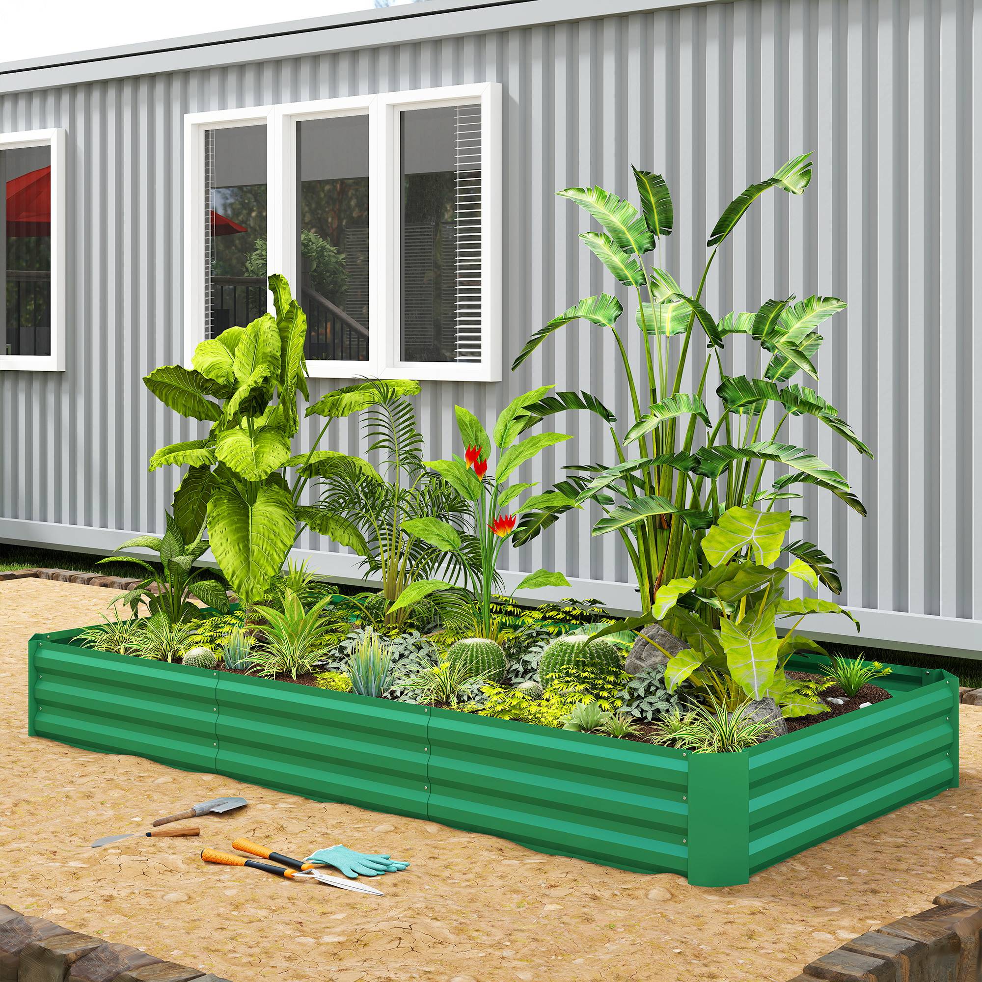 PANGIVO - Carré potager acier galvanisé vert 240 x 120 x 30 cm - PANGIVO - Image 10