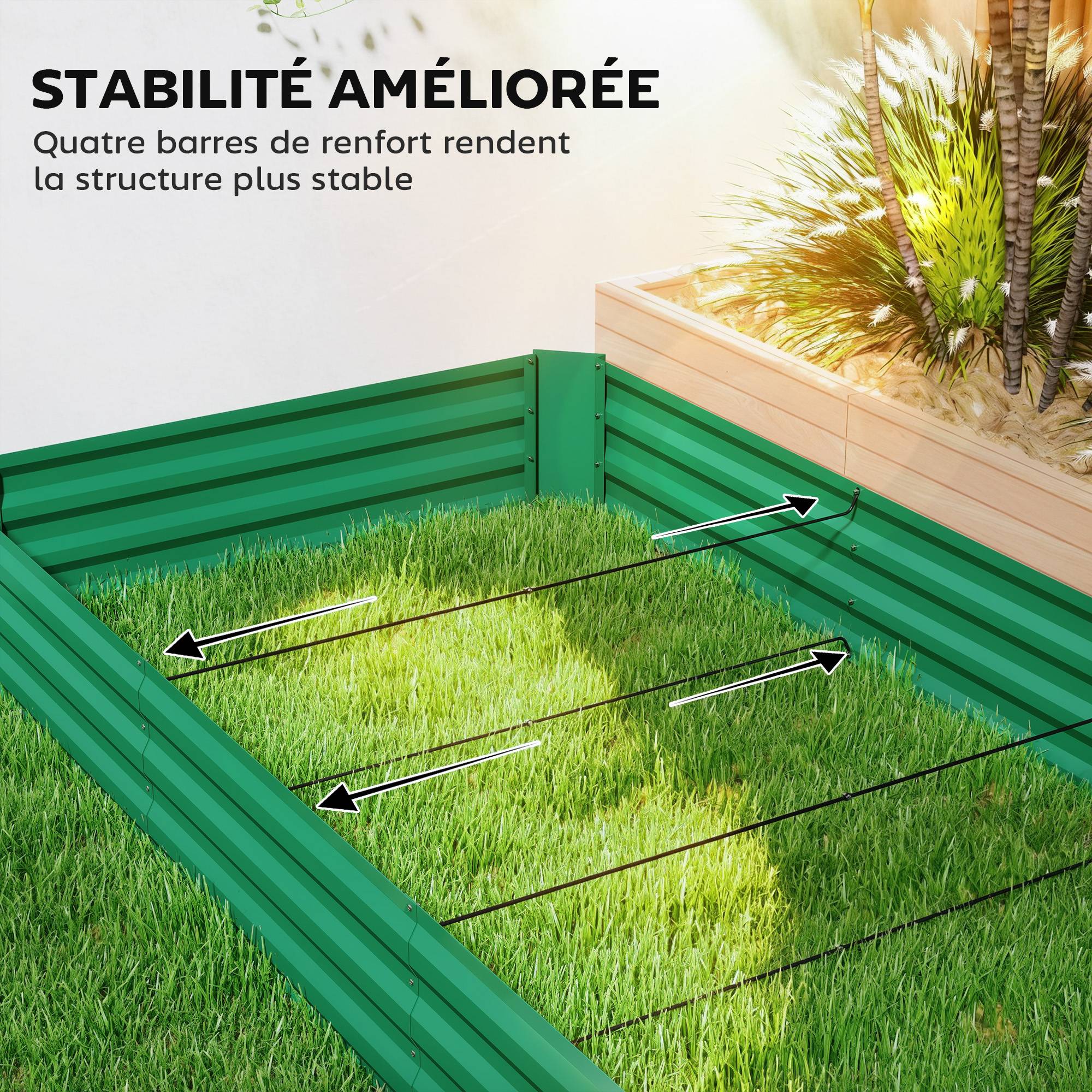 PANGIVO - Carré potager acier galvanisé vert 240 x 120 x 30 cm - PANGIVO - Image 8