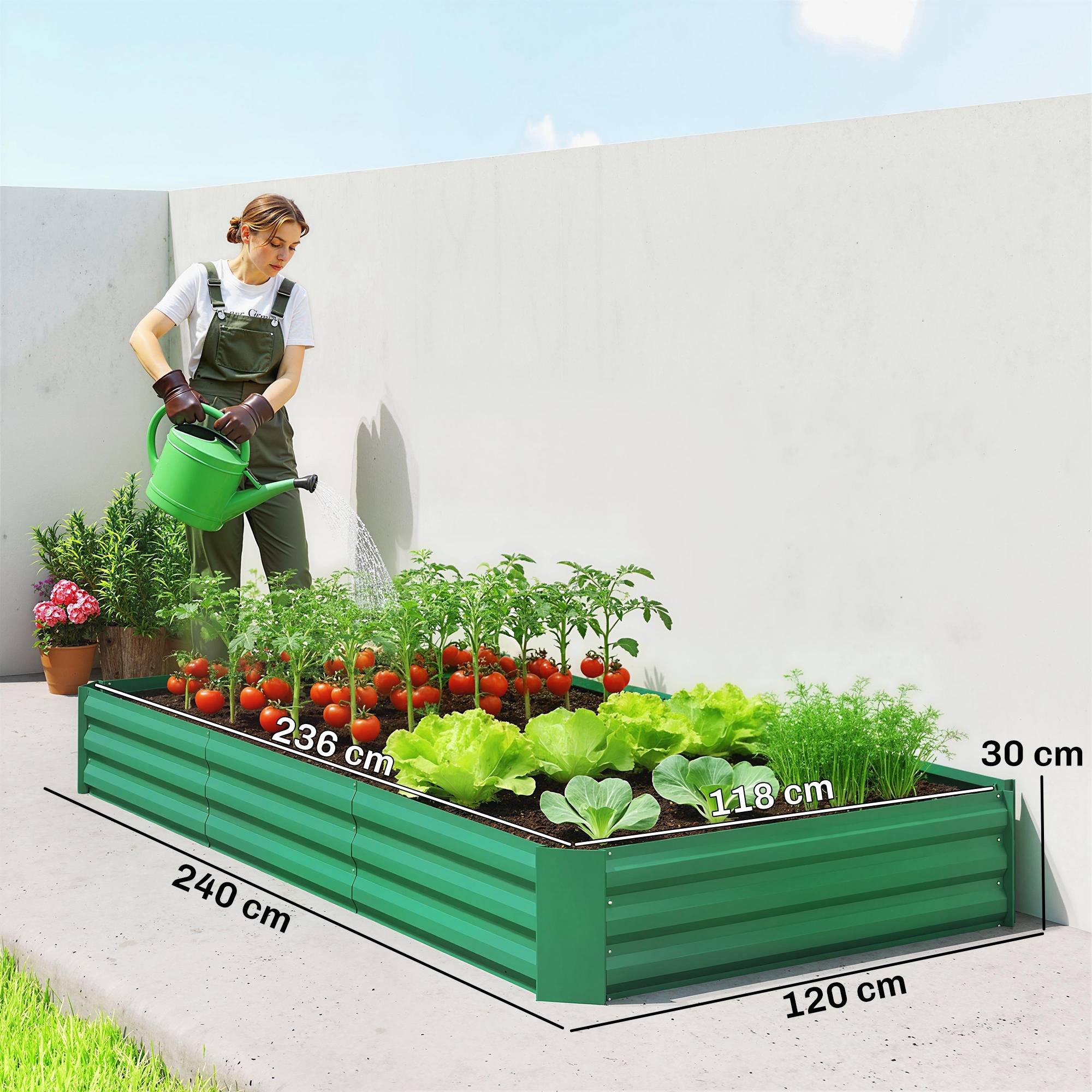 PANGIVO - Carré potager acier galvanisé vert 240 x 120 x 30 cm - PANGIVO - Image 5