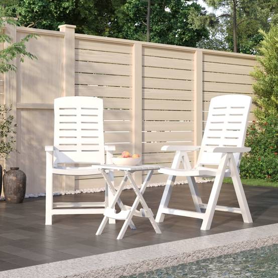 Ensemble de 3 pcs table de jardin avec chaises - mobilier de jardin Blanc Polypropylène - Image 2