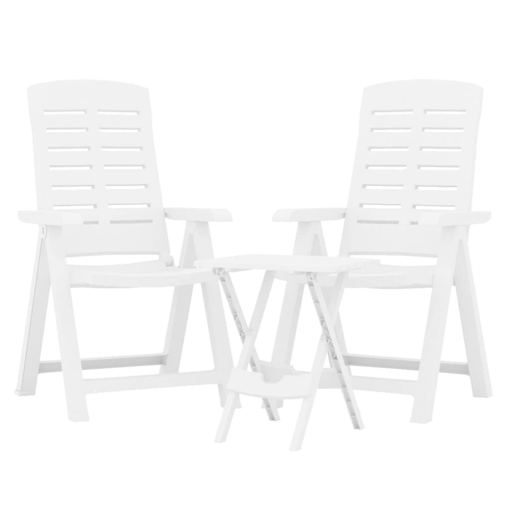 Ensemble de 3 pcs table de jardin avec chaises - mobilier de jardin Blanc Polypropylène - Image 3