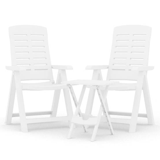 Ensemble de 3 pcs table de jardin avec chaises - mobilier de jardin Blanc Polypropylène - Image 1