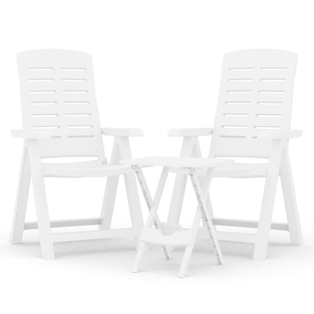 Ensemble de 3 pcs table de jardin avec chaises - mobilier de jardin Blanc Polypropylène - Image 1
