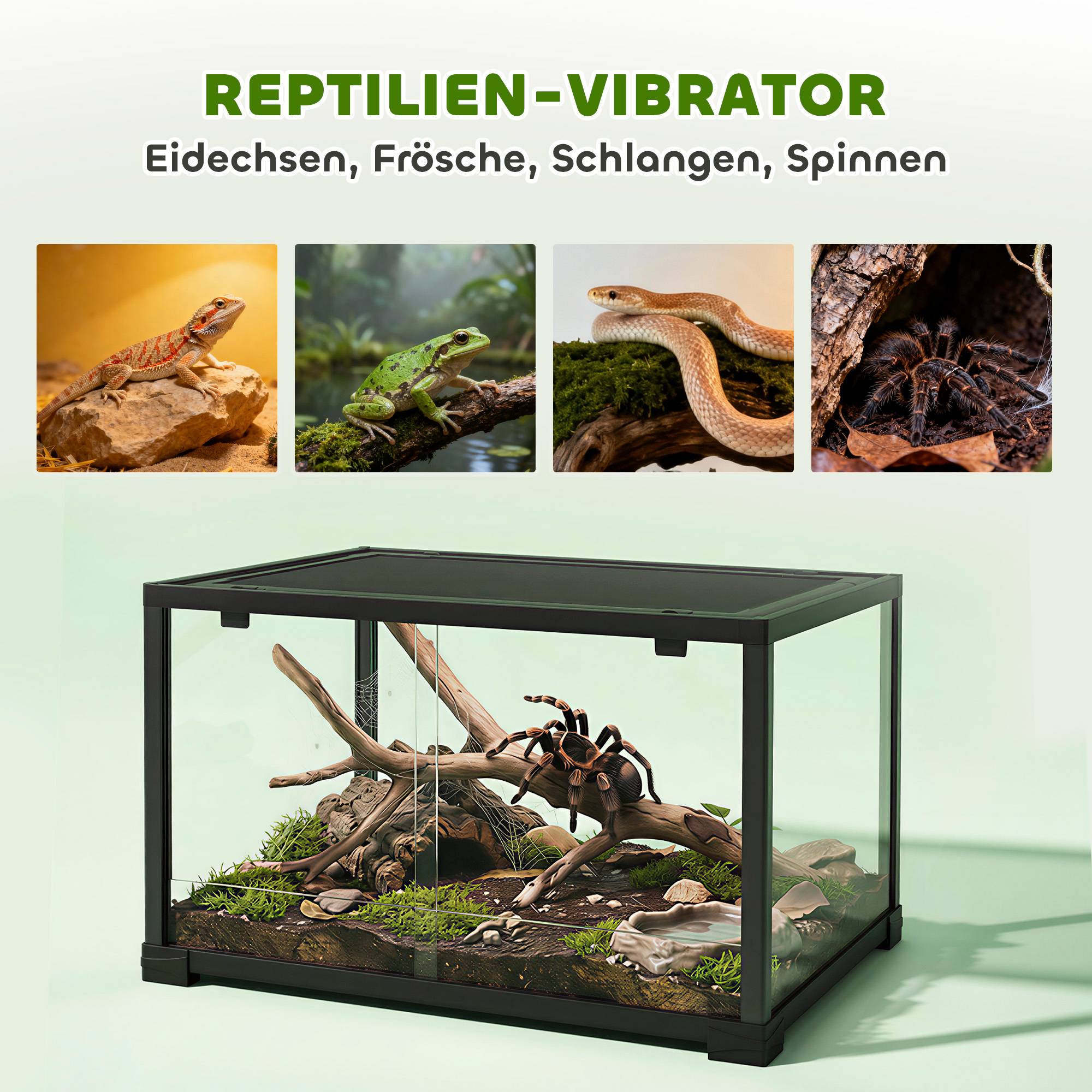 ComfortXL - Terrarium reptile verre et plastique 60 x 45 x 32 cm noir pour lézards geckos avec ventilation sécurisée - Image 9