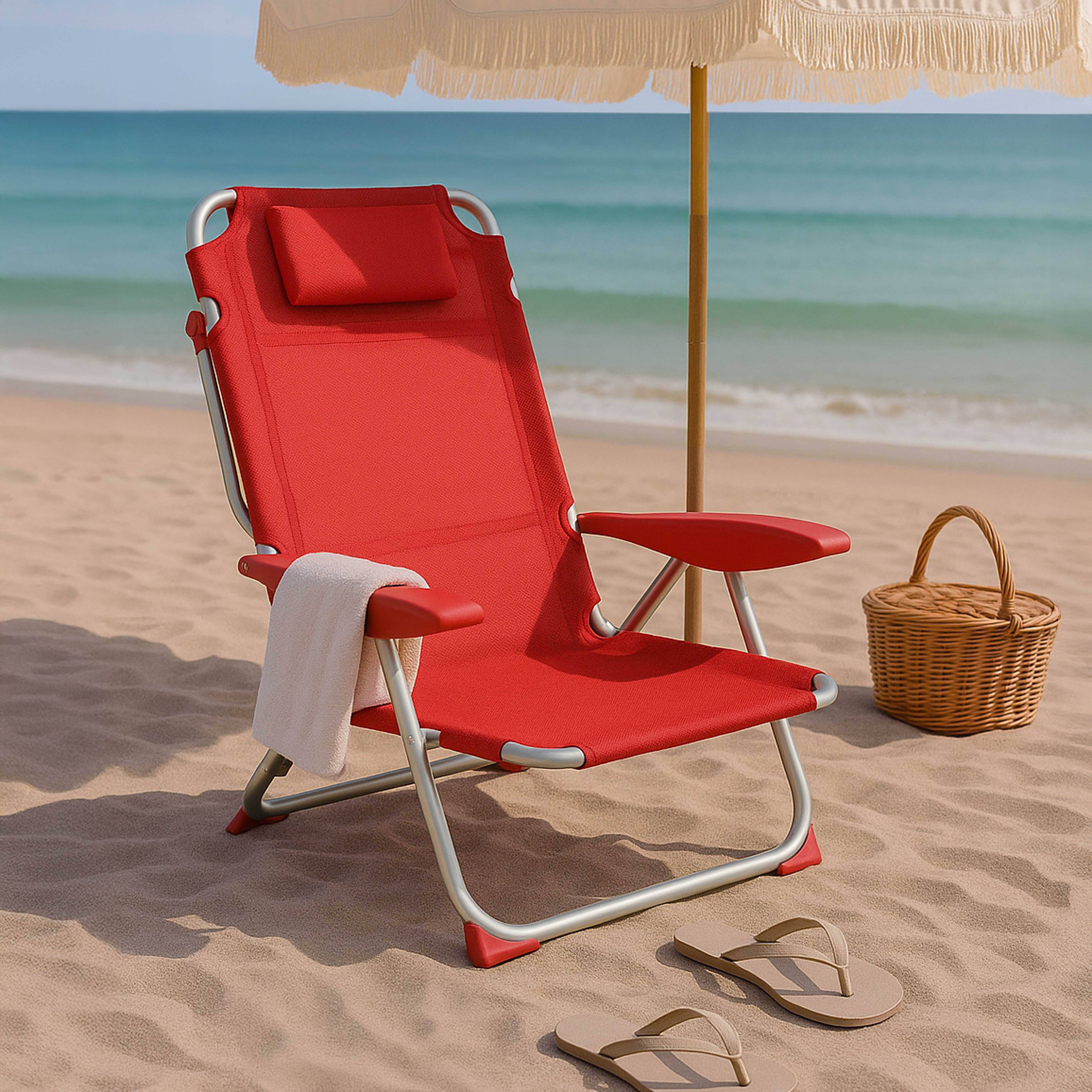Oviala - Fauteuil clic clac des plages polyester fuschia - Oviala - Imagen 2