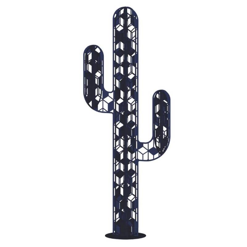 Cactus métal 3 branches origami - Gris anthracite 110 cm - Jardinex - Imagen 1